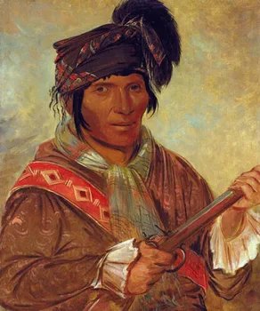 

Perfect top art hand painted on canvas: Nordic primitive Co-ee-há-jo,a Chief Hand Painted Wild West Oil Painting