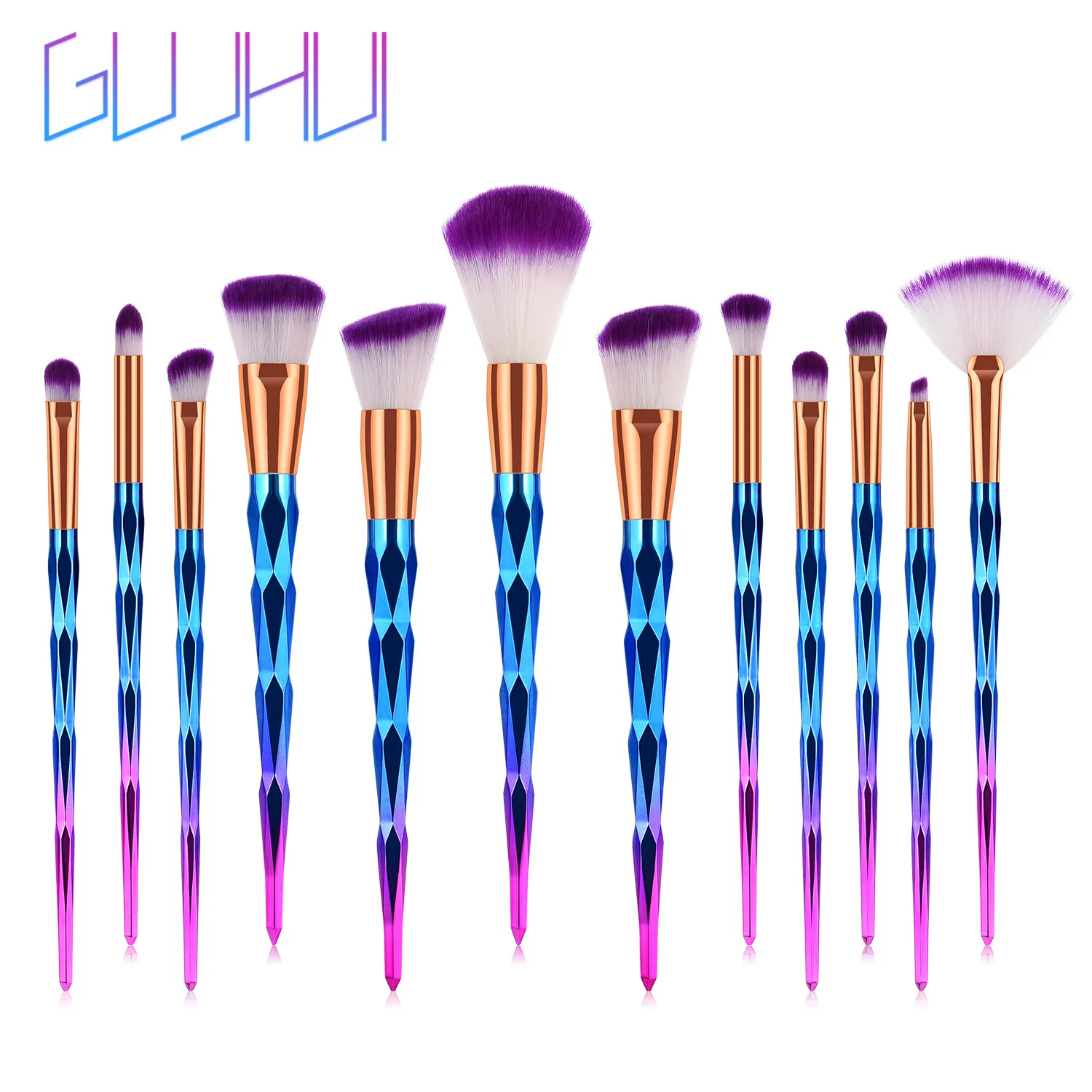 

12 makeup brushes Makeup Tools Scatter Paint Fan Eye Shadow Brush Diamond Glamorous Beauty GUJHUI