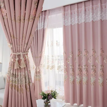 

Modern and Simple Pink Nordic Simple Relief Shading Curtain Screen Blackout Curtains for Living Room for Bedrooms