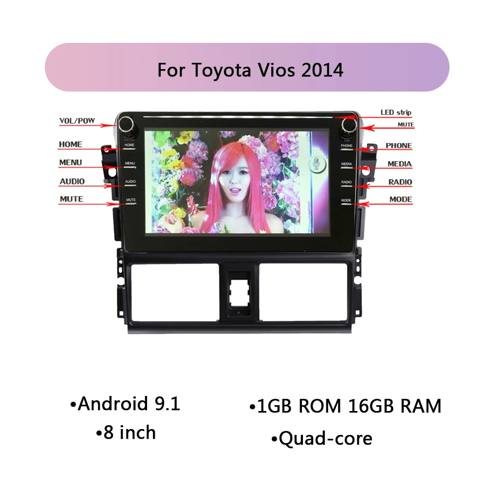 Android 9,1 gps навигации отслежыватель автомобиля DVD Радио стерео проигрыватель для Toyota Vios