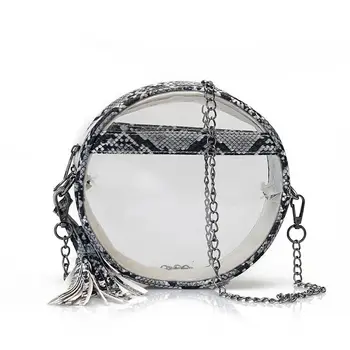 

New round snake print women's shoulder bag fashion PVC transparent Messenger bag handbag