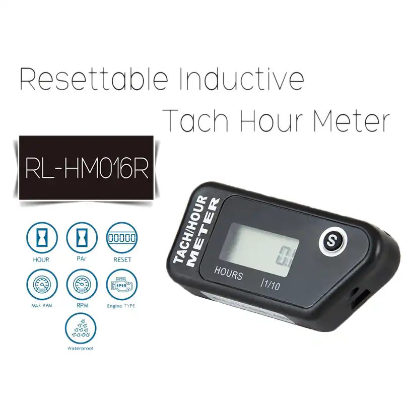 HKIASQ Waterproof LCD Display Digital Hour Meter Gauge Timer for Quad Bike Motorcycle Snowmobile Motocross Pit Bike Lawn Mower Tractor Truck