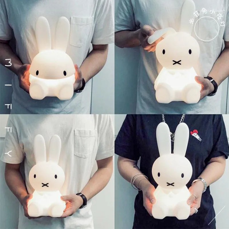 

INS Customizable Cartoon Bugs Bunny USB Rechargeable Silicone Toy Night Light Baby to Sleep with Feeding LED Light Sensing