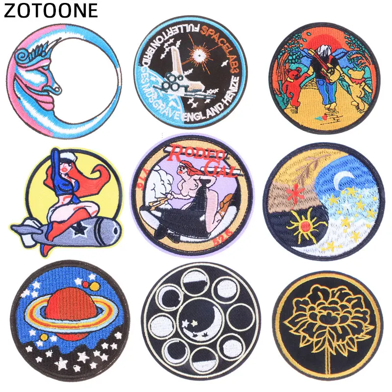 ZOTOONE НЛО мультфильм круглая нашивка утюгом нашивки на одежду вышитые для одежды