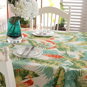 

Tropical Plant Tablecothes Jacquard Table Cover Polyester Rectangle Table Decoration Waterproof Oilproof Table Protector