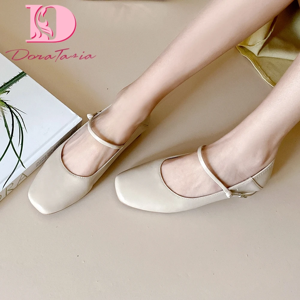 

Doratasia 2020 New Design Genuine Cow Leather Concise Pumps Woman Shoes Strange Style Slip-On Casual Shoes Women Pumps Female