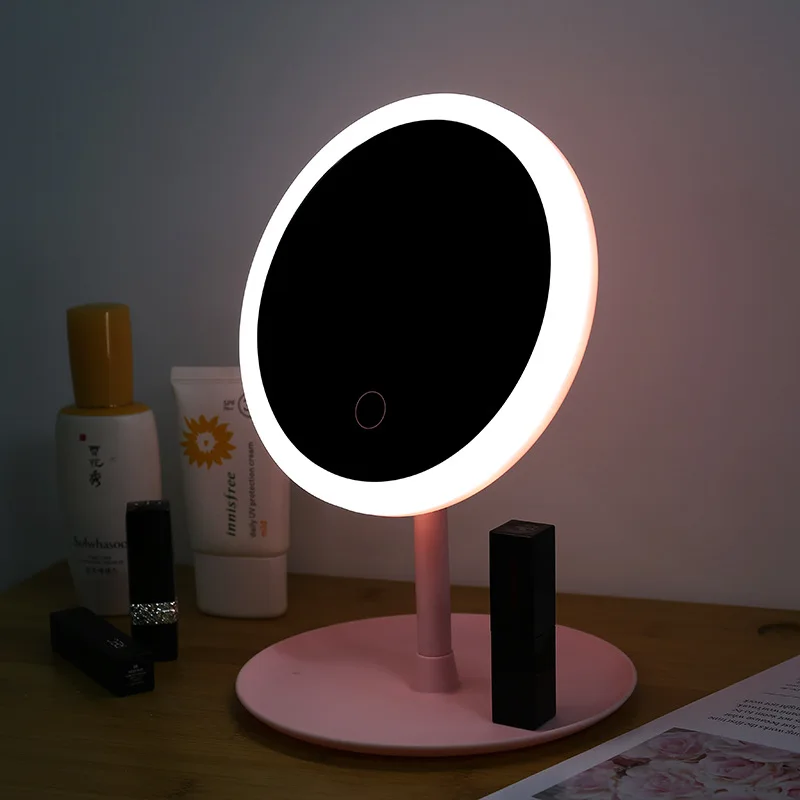 

Makeup Mirror With Led Light USB Charging Illuminated Mirror Cosmetic Vanity Table Mirror Portable LED Light Makeup Mirror