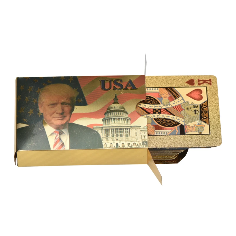 Дональд Трамп пластиковые игральные карты в покер золотой и серебряный покерный