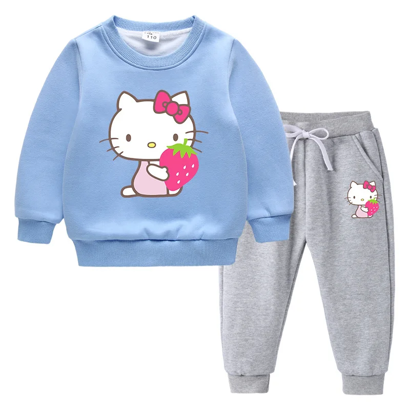 thumbnail image 1 of Hello Kitty lindo estampado niños Sudadera con capucha suéter traje más terciopelo grueso cálido niñas invierno de manga larga moda niños ropa, 1 of 5