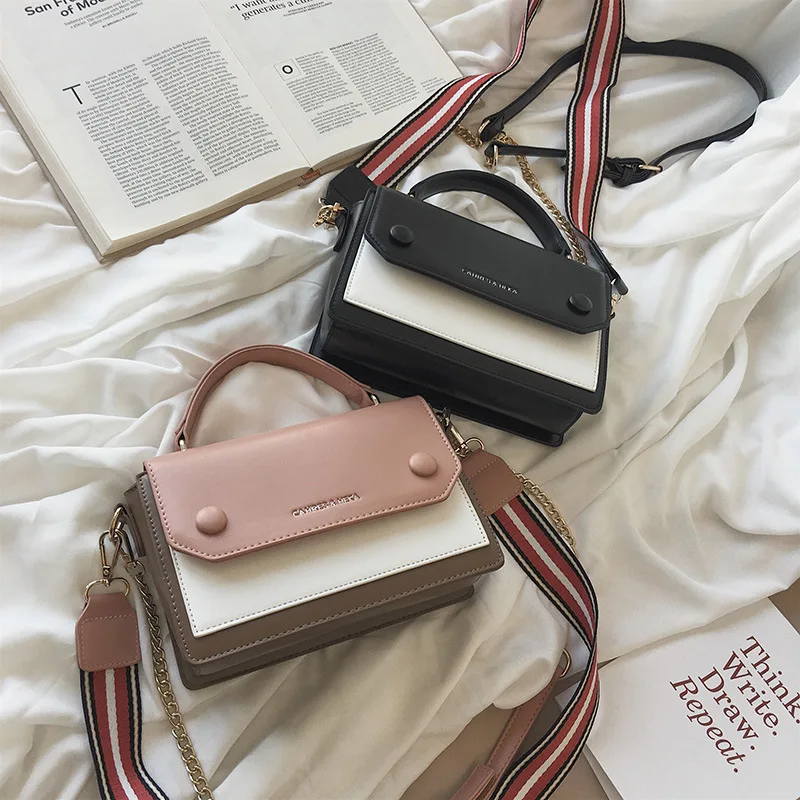 

Contrast Color Bag Women's 2019 New Style Peas Bag Versitile Fashion Qualified High Grade Western Style Textured Crossbody Bag