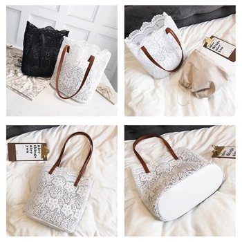 

2 in 1 Floral Lace Handbag Women Beach Messenger Bag Tote Boho Shoulder Bag LX9F