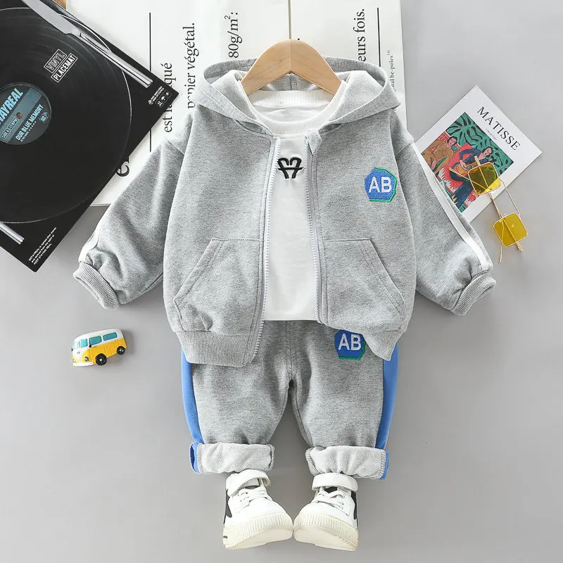 

Spring Children Casual Clothes Baby Boys Girls Solid Jacket Coat Outwear T Shirt Pants 3Pcs/Set Kids Infant Tracksuit 0-4 YEAR