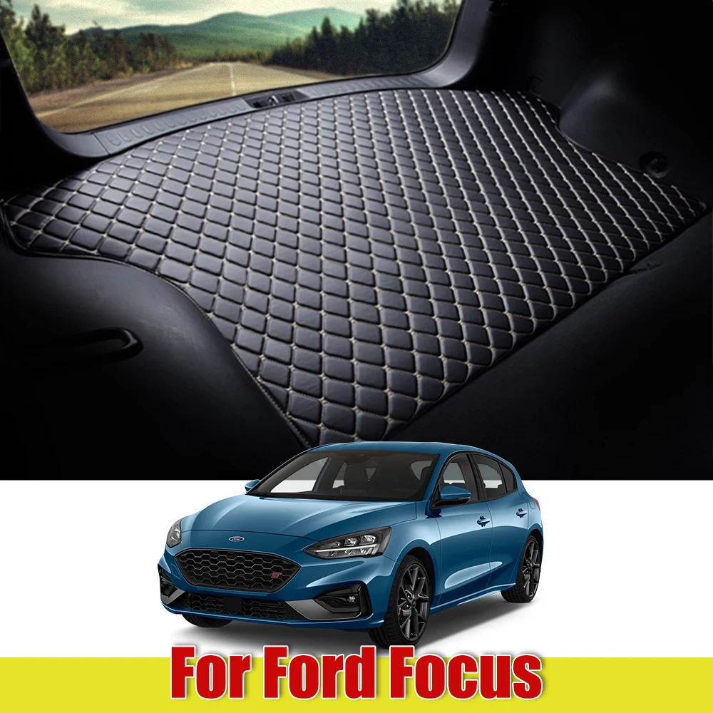 Ford Focus Mk2 Mk3 Mk4 2004 ~ 2020 кожаный коврик для багажника автомобиля Коврики подкладка сапог 2005 2006 2007 2008 2009 2010 2011 2012 2013