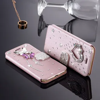 

LLZ.COQUE Diamond Wallet Flip Case for Samsung Galaxy A8 A7 A6 A5 A3 A51 A71 J4 Plus J6 J5 J3 Shiny Bling Glitter Leather Cover