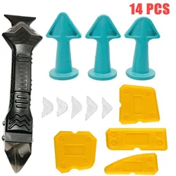 Kit d'outils de finition applicateur de buse de calfeutrage 14 pièces Kit d'outils de finition spatule colle plastique pelle joints de brique joints de sol outils de dissolvant de Silicone 