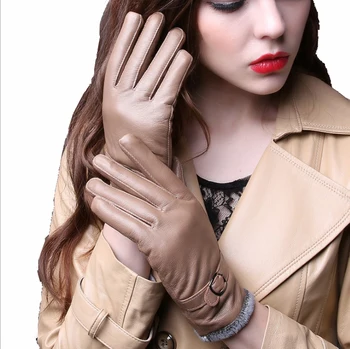 

Women's Winter Gloves Fashion Warm ThickenwarmGenuine Leather Gloves High quality Mittens 6 Color