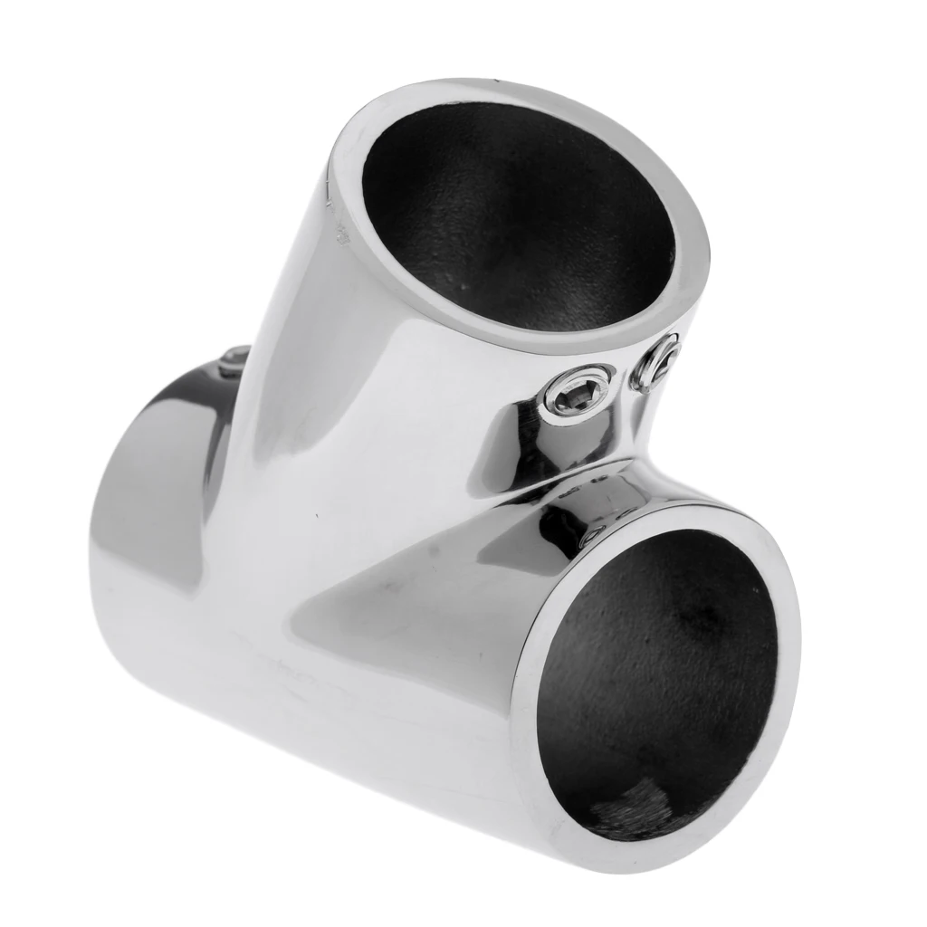 316 Stainless Steel Boat Marine Handrail 60 Degree T/Tee Fitting Polished Rail Connector for 1 inch 25mm or 7/8 inch 22mm Tubes