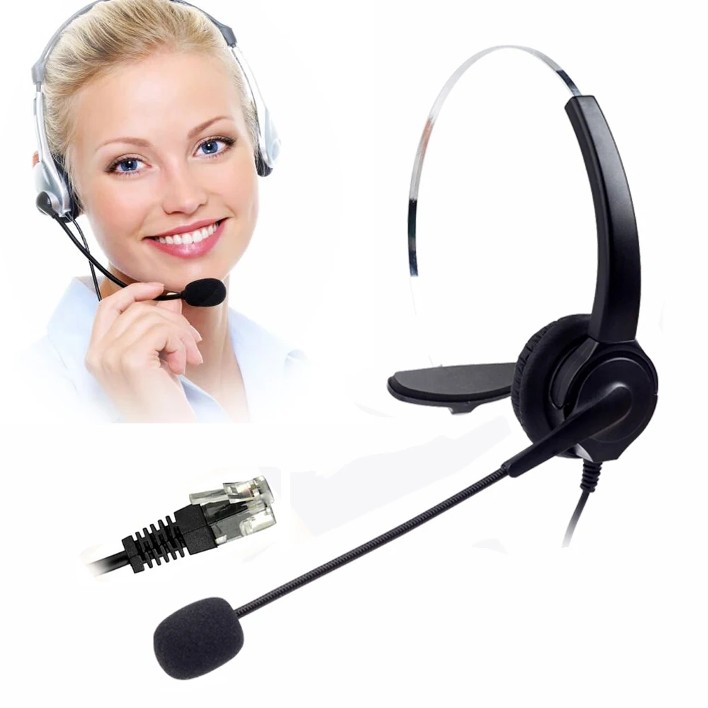

Noise Cancelling Telephone Headset with Mic for Call Center Hands Free Monaural Headset Rj9 With Adapter for Headset Telephones
