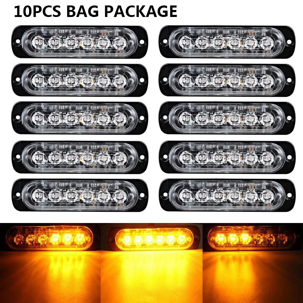 

10PCS 6 LED Day Running Flash Car Truck Emergency Strobe Light Beacon Warning Motorcycle SUV Off Road 12V 24V
