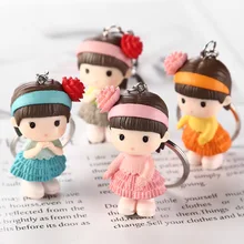 Персональный и креативный ПВХ фигурка длинные волосы принцесса девушки брелок круг сумка с подвесками аксессуары оптом