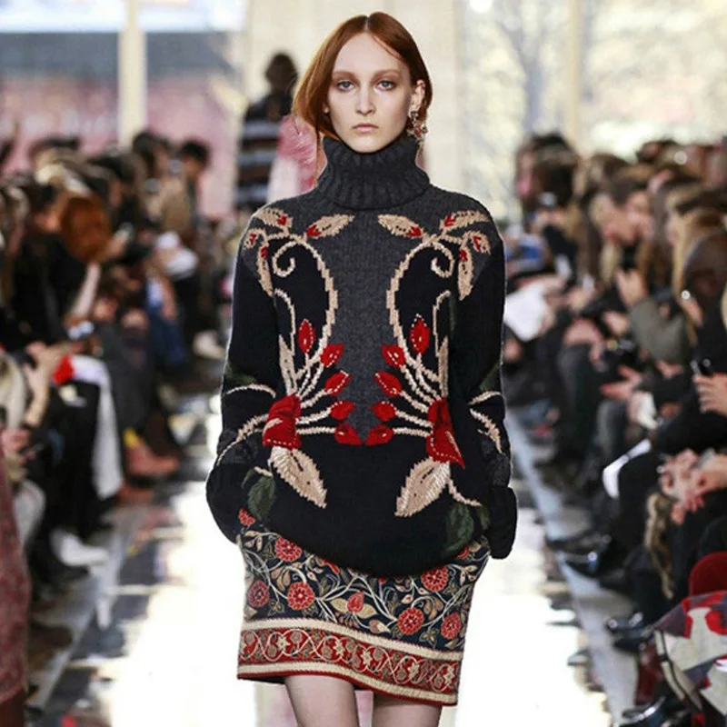 #Special Offers Runway Designer Luxury Brand Women Long Sleeve Embroidery Knitted Sweaters And Pullovers Jumper Knitwear Turtleneck Embroidery #Special Offers Runway Designer Luxury Brand Women Long Sleeve Embroidery Knitted Sweaters And Pullovers Jumper Knitwear Turtleneck Embroidery