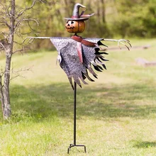 Halloween Scarecrow Outdoor Lantern Ground Stake Indoor Decoration Props Pumpkin Scarecrow Lantern Screaming Ghost Garden Decor