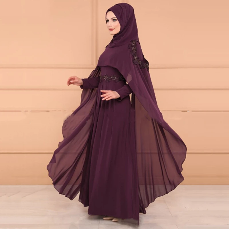 Индонезийский шифон хиджаб Бангладеш поддельные двух частей платье Дубай черный абайя для женщин Пакистан мусульманское платье исламское одежда