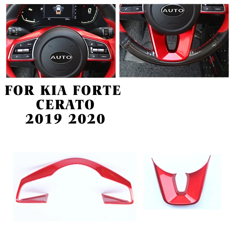 Pcmos ABS углеродное волокно руль декоративный чехол для Kia Forte Cerato накладки для интерьера наклейки Черный Красный - Название цвета: 2pcs RD
