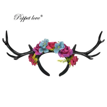 

New hoop with deer horns imitation of long deer antlers and branches of a tree headband with a horn Cosplay evening elegant dres