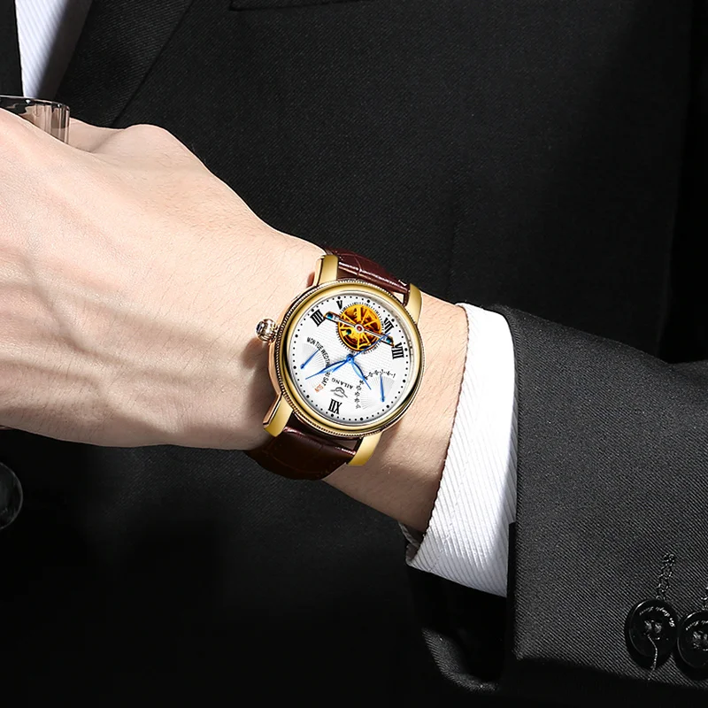 AILANG 5802 Switzerland часы мужские люксовый бренд Tourbillon многофункциональные автоматические механические часы полые модные