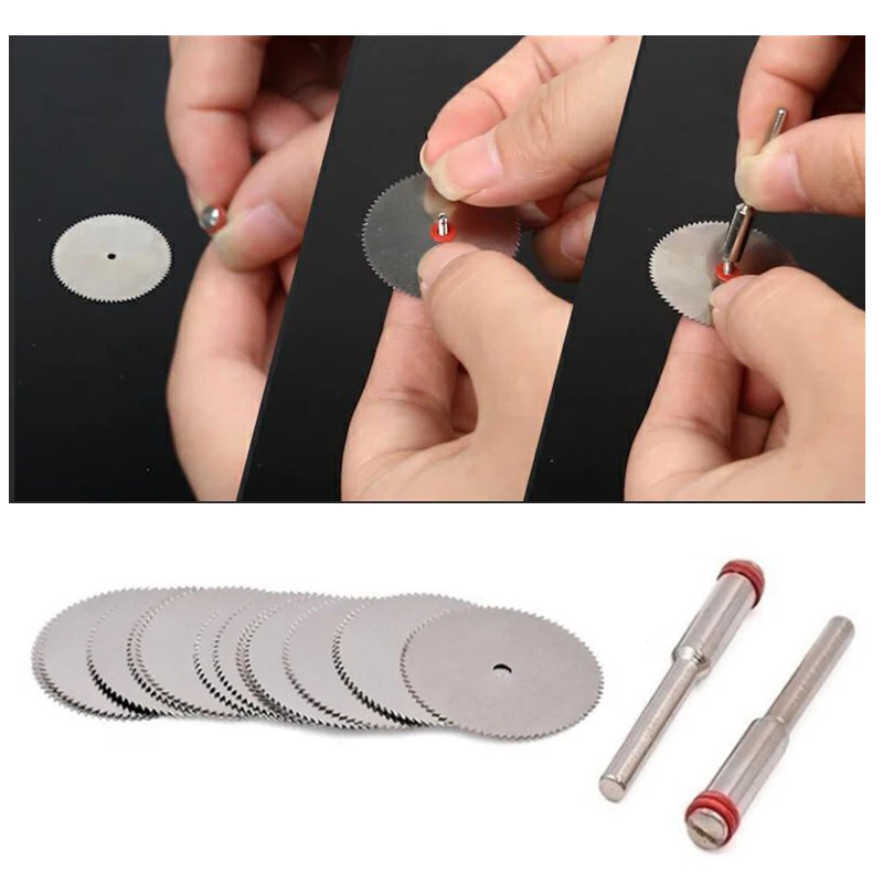 6Pcs/set Stainless Steel Slice Metal Cutting Disc with 1 Mandrel for Dremel Rotary Tools 16 18 22 25 32mm Cutting Disc Home Tool