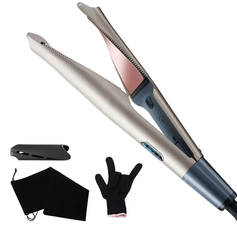 

2 in 1 Straight Hair Splint DIY LCD Floating Plate Curling Iron Hair Straightener Wet Dry Hair Styling Tool