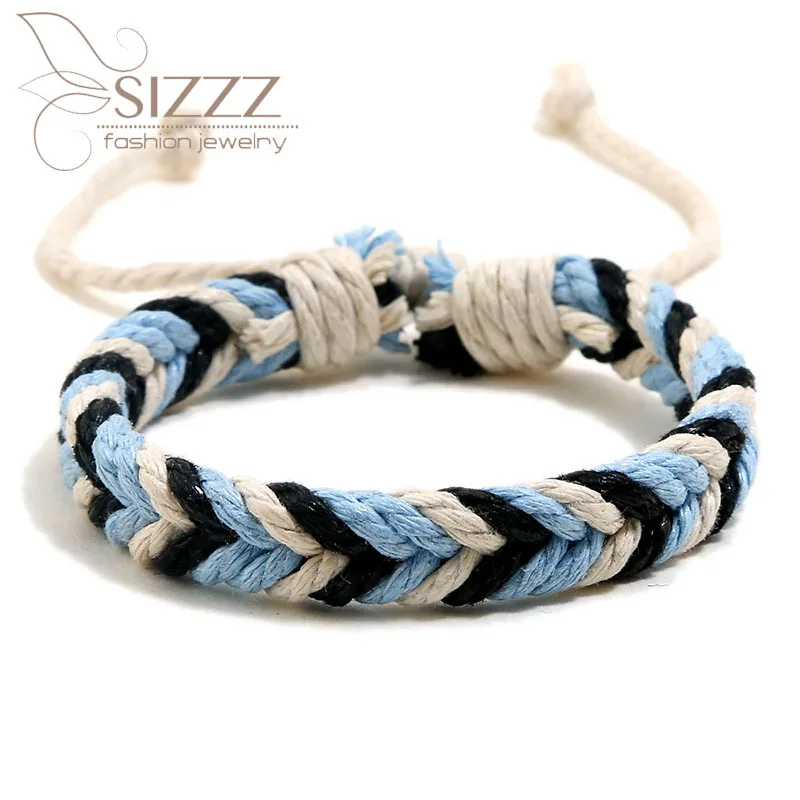 

SIZZZ 2019 Color hemp rope couple national wind hand-woven simple bracelet&bangles
