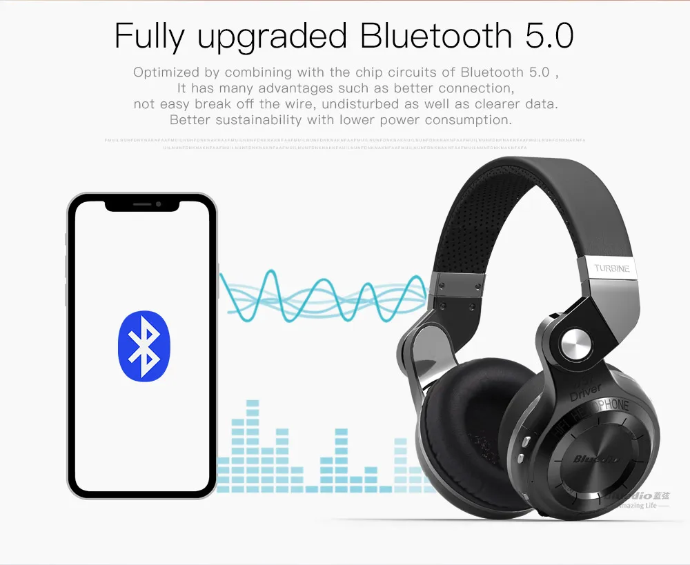  Bluedio T2S Bluetooth 5.0 Wireless Headphones Foldable Hifi Stereo Sports Music Headset With HD Mic