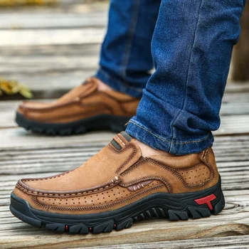 

Men's Sneakers The First Layer Of Leather Plus Size 38-48 Hiking Outdoor Shoes Men Mans Footwear Scarpe Uomo Zapatos De Hombre