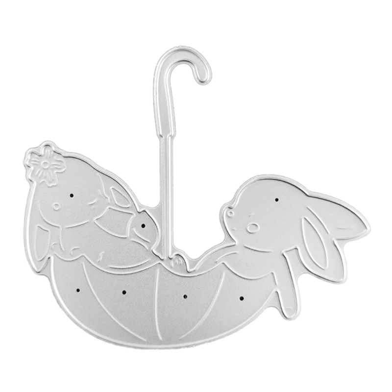 Металлические Вырубные штампы Umbrella Bunny Трафаретный Скрапбукинг DIY штамп для