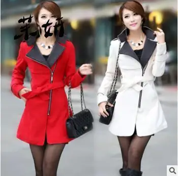 

2019 Autumn Winter Fashion Women Wool Coat Casual Jackets Blend Female Elegant Long Sleeve Wool Coat Outwear zipper belt