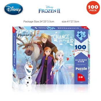 

Disney 100pcs Frozen 2 Paper Puzzle Carton Pack Children's Toys Puzzle Cartoon with Drawing Educational Toys