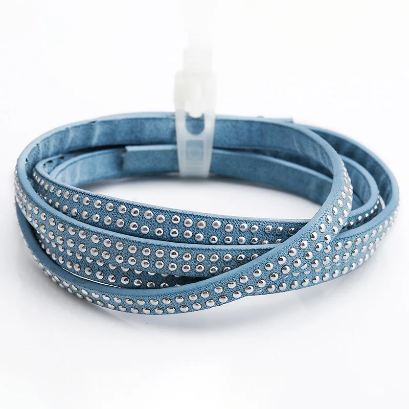 ZG 1,2 meter/pcs замша заклепки точка 5 мм плоский кожаный шнур изделия в виде ювелирных браслетов для изготовления ювелирных изделий материал для бижутерии - Цвет: blue