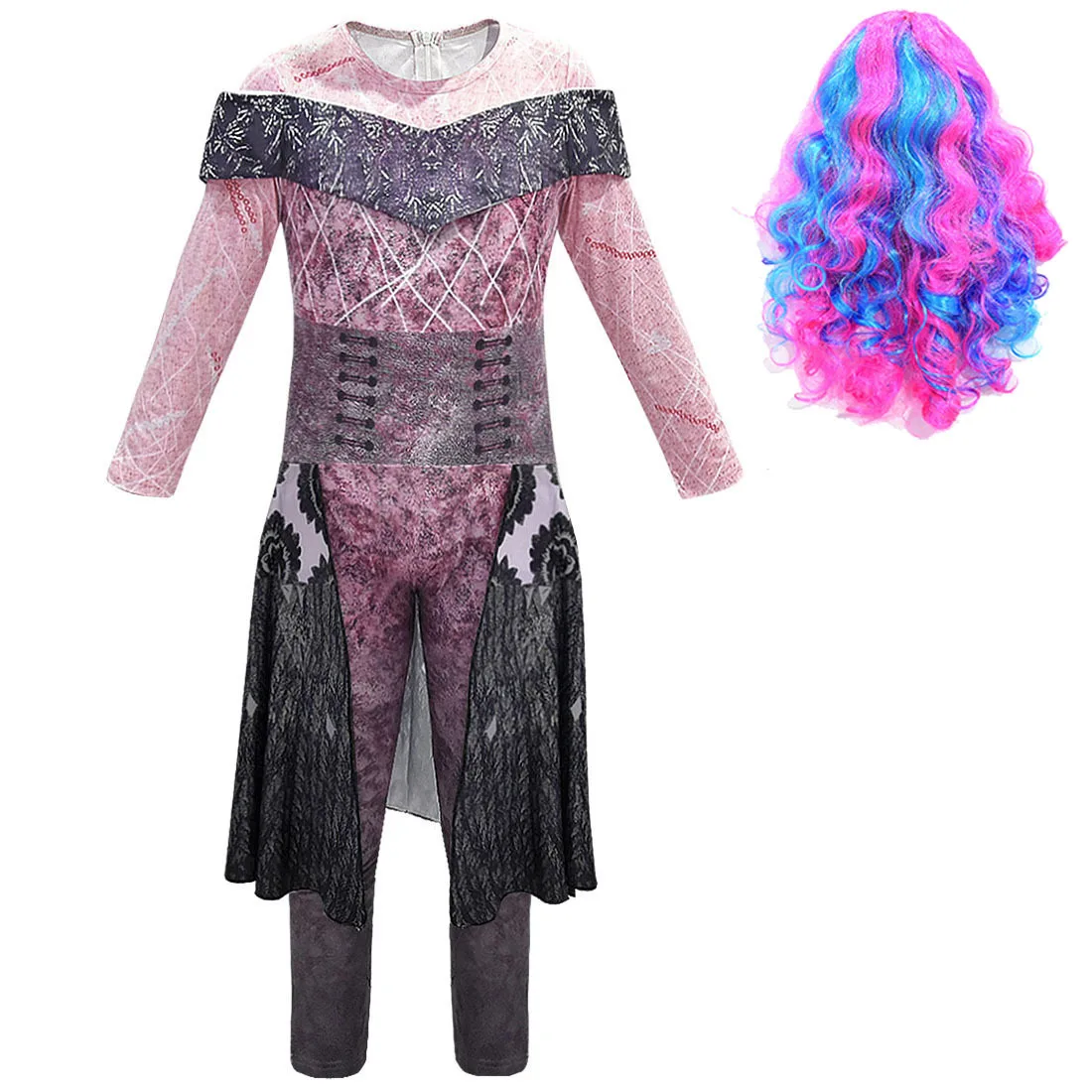 Розовые Костюмы Одри, фантазия, костюмы для детей и взрослых, карнавальный костюм, парик+ комбинезон, костюм на Хэллоуин для детей