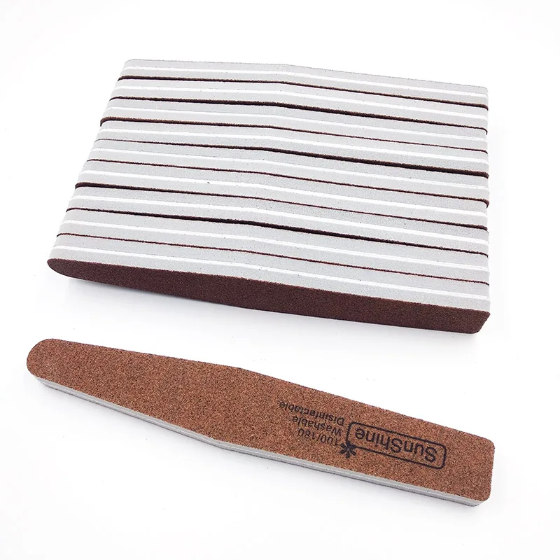 10pcs Brown 10 шт. двухсторонняя пилка для ногтей Угловые инструменты для дизайна ногтей 100/180 кусачки для ногтей буферная полировка пилка моющаяся губка - Цвет: 10pcs Brown