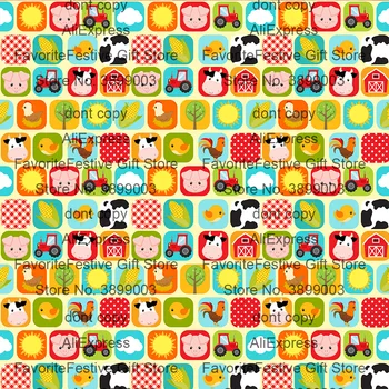 

cow car farm sun pig checkin print Fabric For Making Clothes Sewing Bed Sheet Patchwork Cloth Diy milk silk Fabrics Baby Child