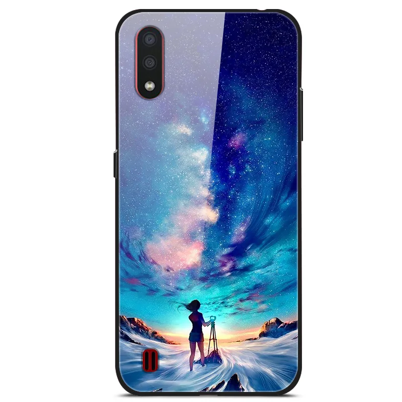 4 Для samsung Galaxy A01 чехол A 01 закаленное стекло Жесткий чехлы для телефона для samsung A01 чехол A015F A015 SM-A015F бампер - Цвет: 4