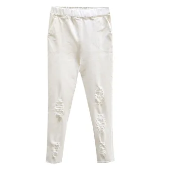 

Lady Spring Summer Pants Women Pencil Pants Female Holes Stretch Cotton Trousers Plus Size Fashion Slim T4-249