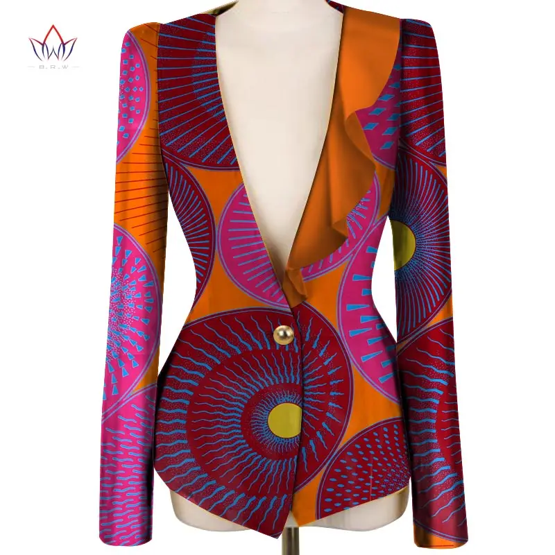 Африканская одежда для женщин, куртка для женщин, пальто для женщин, цветная модная одежда с длинным рукавом без воротника WY3814 - Цвет: 15