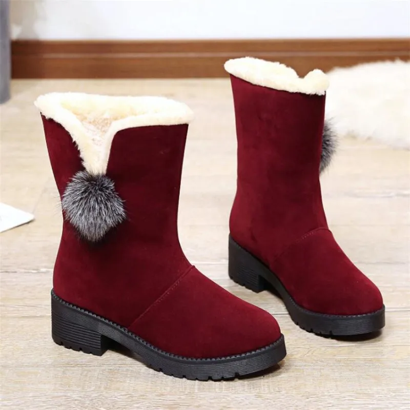 

Mhysa 2019 Fashion Women Boots Flock Winter Shoes Women Snow Boots Platform Keep Warm Non-slip Mid-Calf Slip-on Women boots