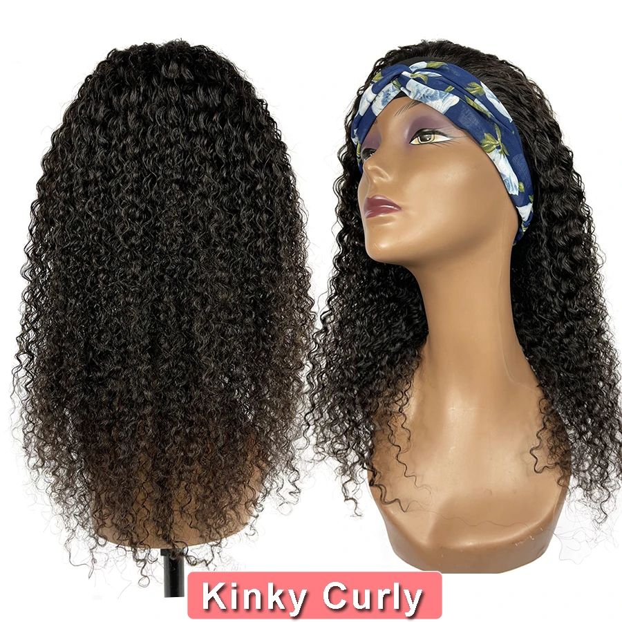 Wigs Headband Bangs Vendors Kinky Curly Human Hair-Extension Glueless Black Jerry Full-Machine