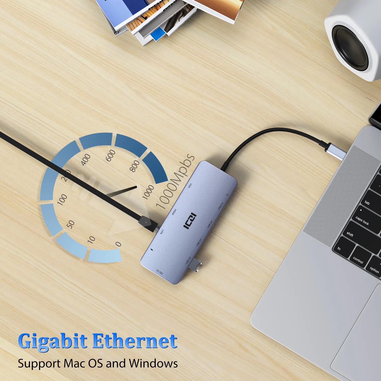 ICZI USB C концентратор типа C к HDMI VGA SD TF кардридер USB 3,0 конвертер для Macbook Pro Pixelbook Поверхностная книга 2 samsung Tab S4