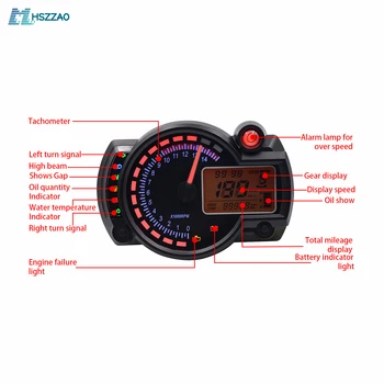 

12V Motorcycle Modification Dashboard LCD Display Adjustable Public Mile Oil Meter Water Temperature Meter Odometer