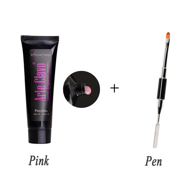 poly gel pink pen Arte Clavo строитель поли гель расширение быстрый гель лак прозрачный розовый белый Советы Дизайн ногтей желе акриловый светодиодный лак - Цвет: poly gel pink pen